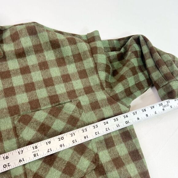 Princess Polly Jacket Womens Size 2 Green & Brown Plaid Long-Sleeve Pointed Coll - Picture 3 of 11